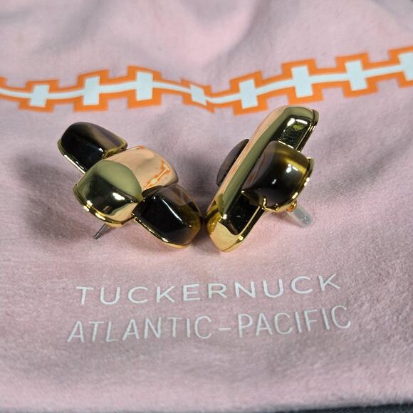 Tuckernuck Atlantic-Pacific Gold Tone X Cross Large Statement Stud Earrings - Picture 4 of 6